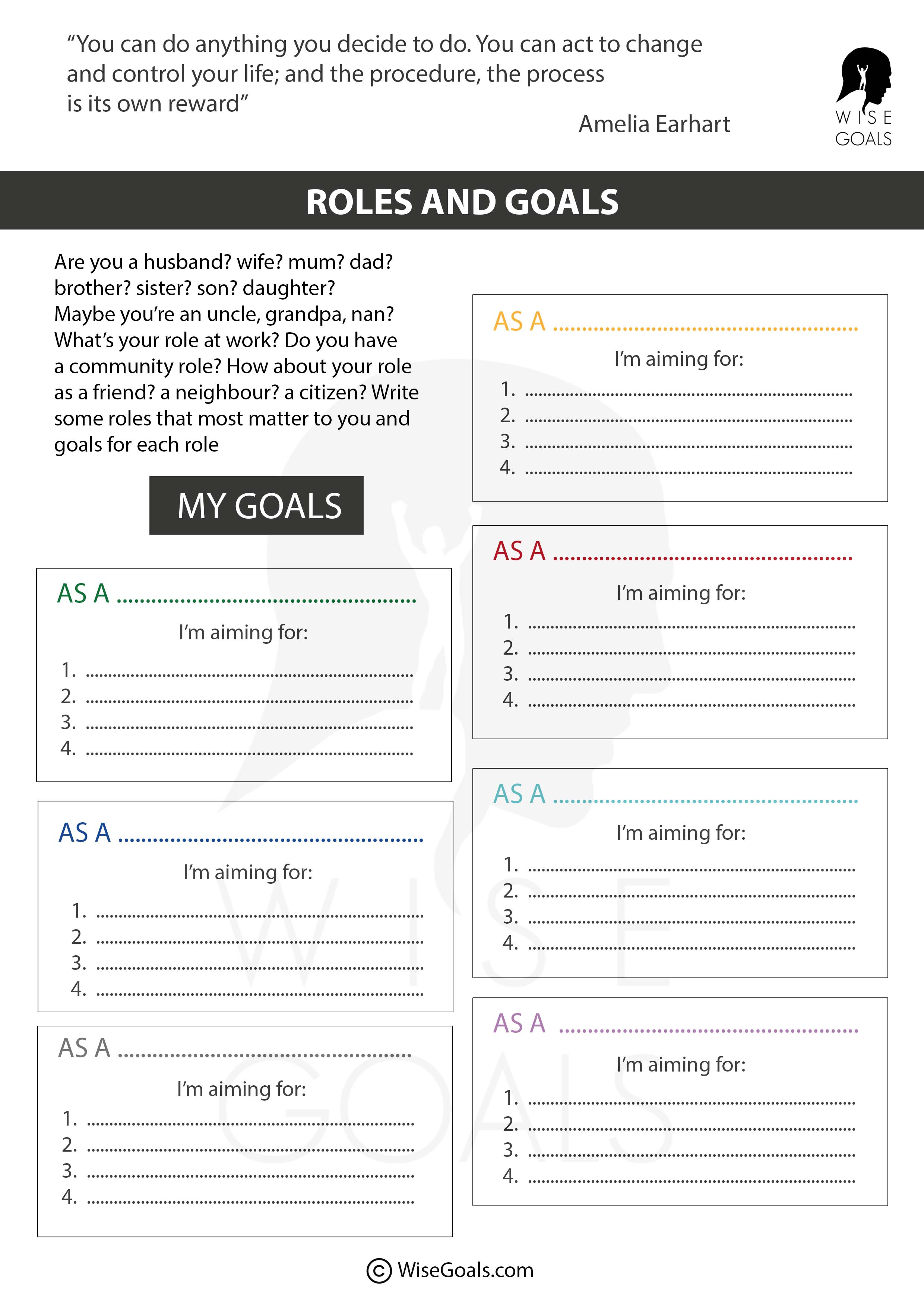 Relationship Goal Planning Worksheet by WiseGoals: A focused template for setting and achieving goals in multiple relationships, including family, friendships, and romantic connections. Encourages users to create actionable plans to strengthen and improve their relationships, fostering meaningful connections and personal growth. Perfect for holistic goal setting and relationship development in 2025