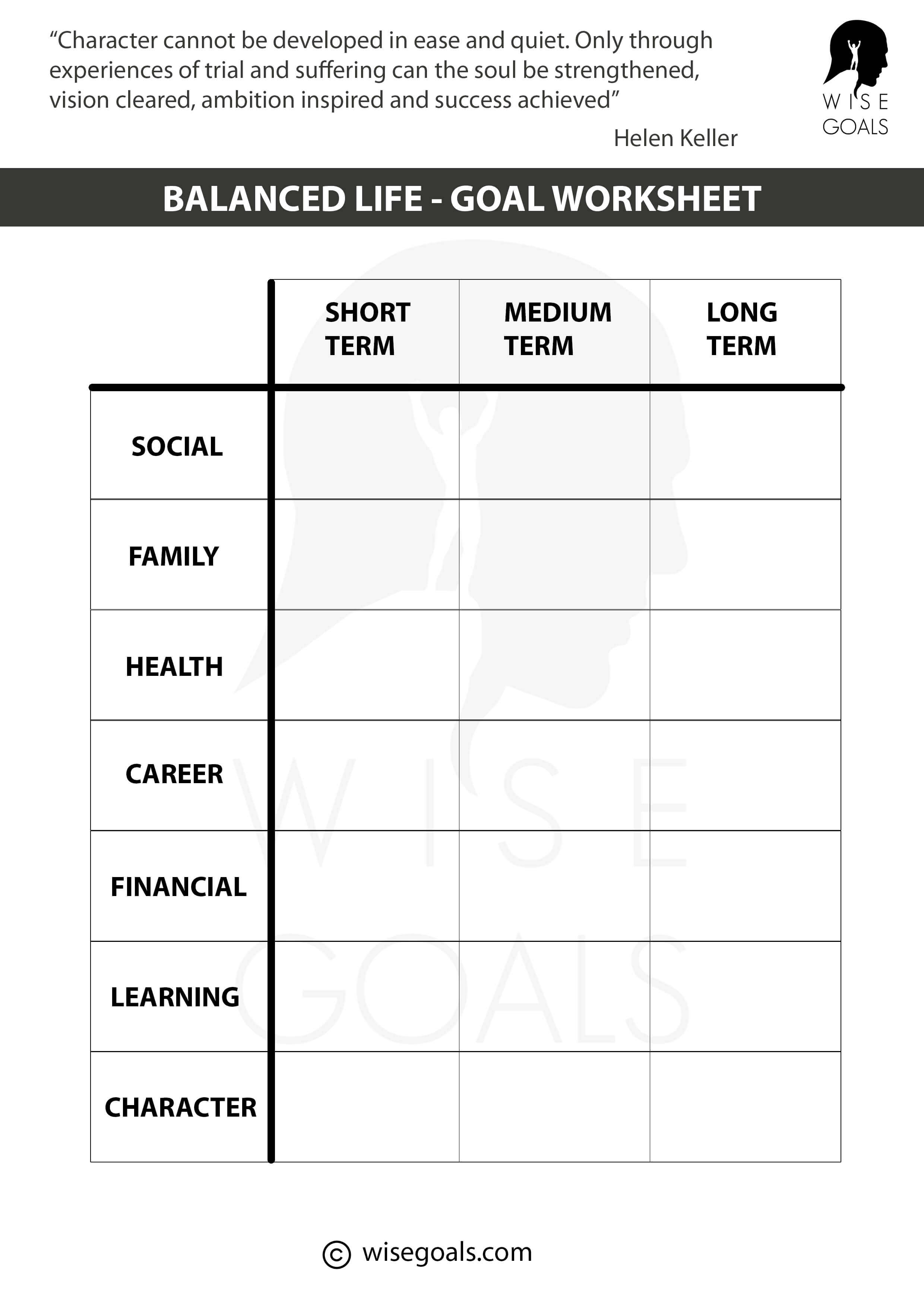 goal setting worksheet students