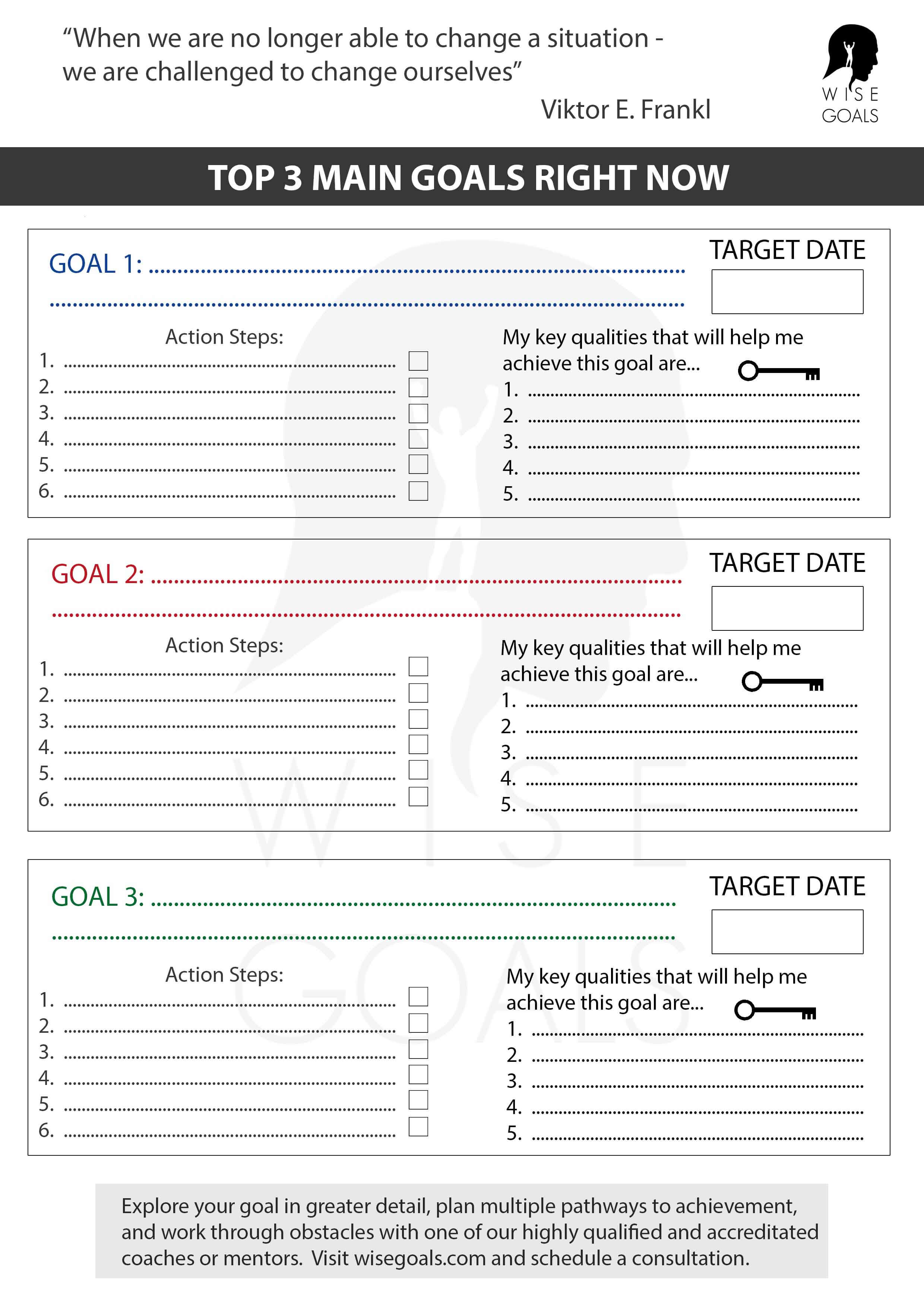 Printable 135 Goal Setting Template